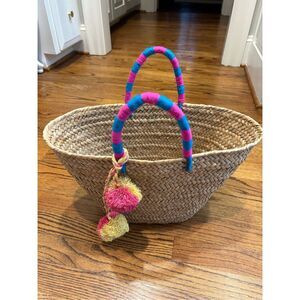 Kayu St Tropez Pom Pom Straw Tote
